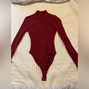 Red wine open back body suit